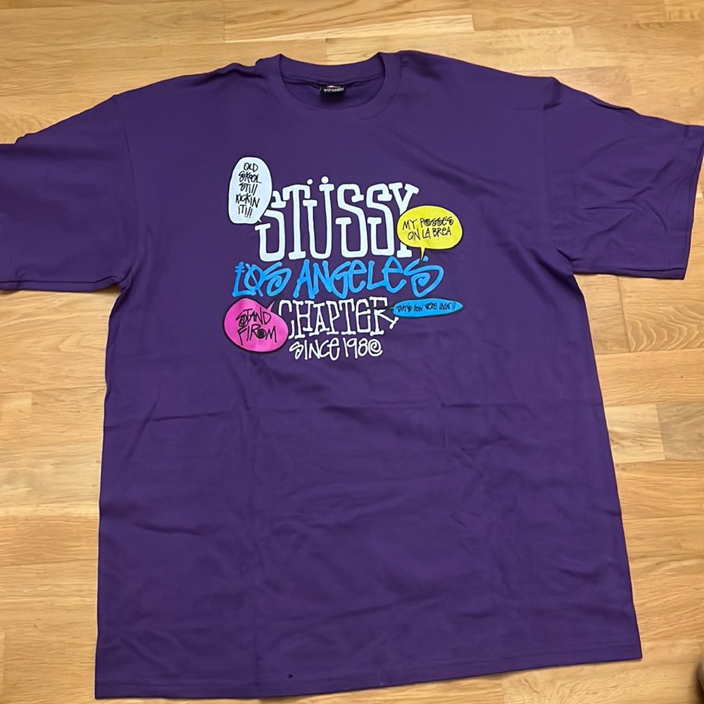 Vintage Stüssy Los Angeles Chapter Purple XL short sleeve shirt